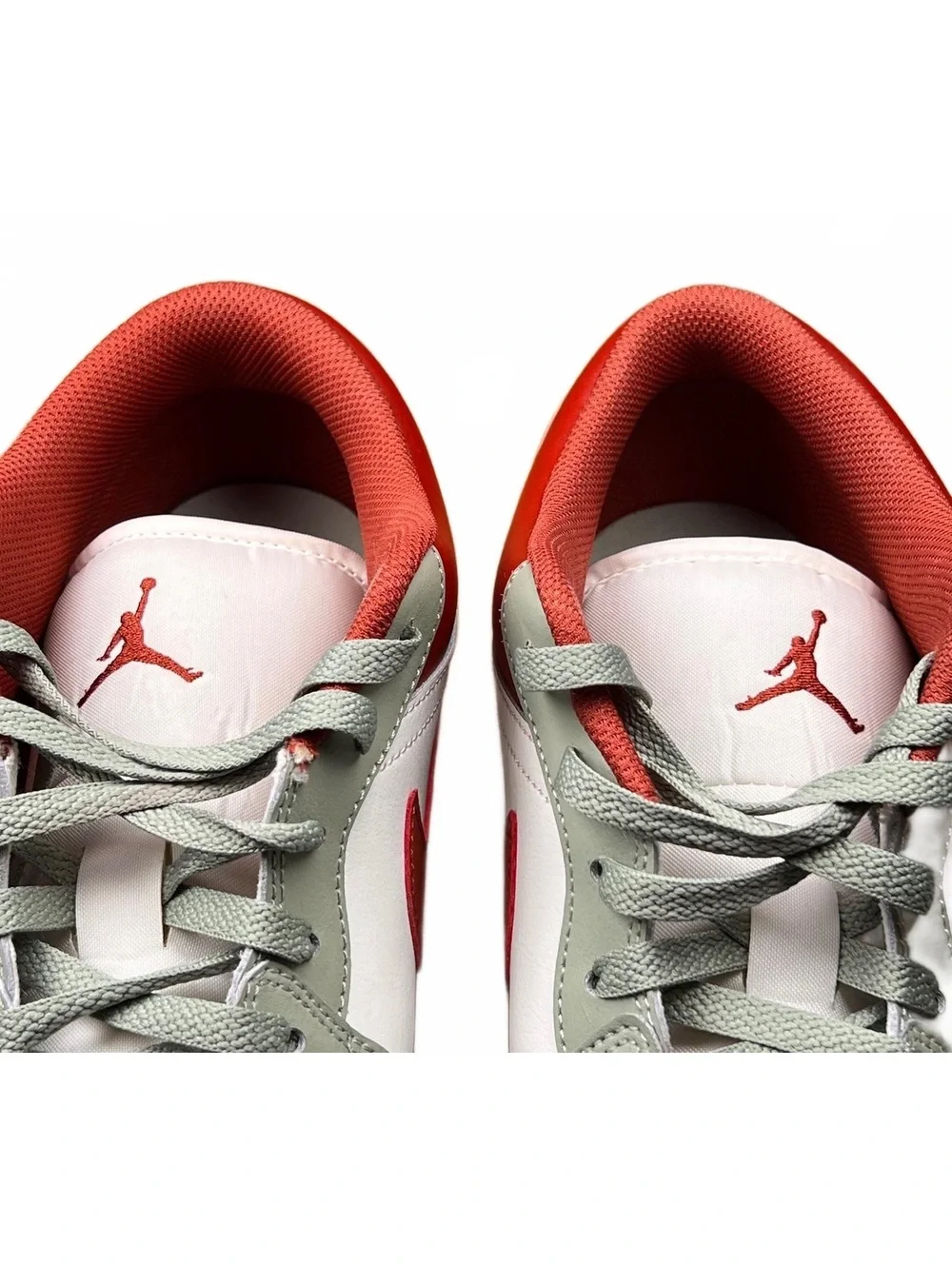 Jordan Low Top Sneakers in White, Rust Red, and Sage Green - Men's Size 13
